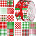 40 Pcs Vintage Plaid Christmas Quilting Fabric Jelly Fabric Squares Patchwork Roll 2.56 Inch Red Green and Pink Plaid Patchwork Retro Precut Strips for Xmas Craft Sewing DIY Handmade