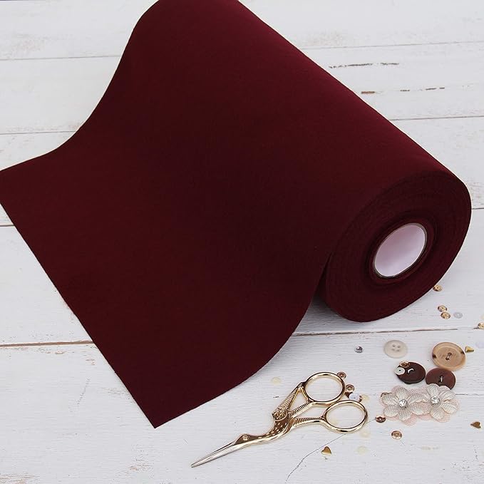Threadart Premium Felt Roll - 12" x 10yd - Burgundy | Soft Wool-Like Feel | 1.2mm Thick Fabric for DIY Crafts, Sewing, Crafting Projects | Compatible with Cricut Maker