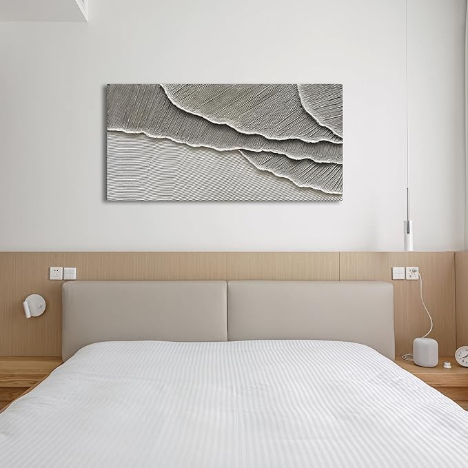 NANKAI Art Hand Painted Wave Landscape Oil Painting Modern Abstract White Art Painting 24x48 inch Abstract Wall Art Deco