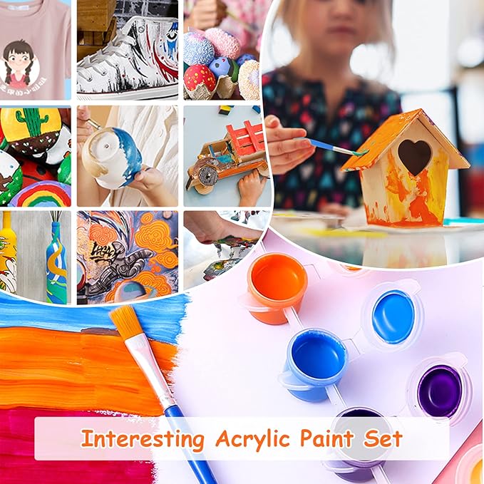 20 Pack Mini Acrylic Paint Set,12 Colors Acrylic Paints Strips for Kids&Adults Craft Paint,280 PCS Kids Painting Kit Container Strips Storage, Perfect for Home Birthday Classroom Party Favors……