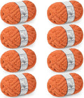 Chunky Yarn for Hand Knitting - #10 Chunky Chenille Yarn, Jumbo Big Thick Chunky Yarns for Crocheting, Super Bulky Chunky Knit Blanket Yarns, 8 Skein (25 yds 8 oz Each Skein), Pumpkin Orange