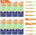 ESRICH Paint Brushes Set, 8 Packs 80 Pcs Acrylic Paint Brush Set, Acrylic Oil Watercolor, Face Nail Art, Miniature Detailing, Rock Painting, Painting Artist Professional Kits(Green) ﻿