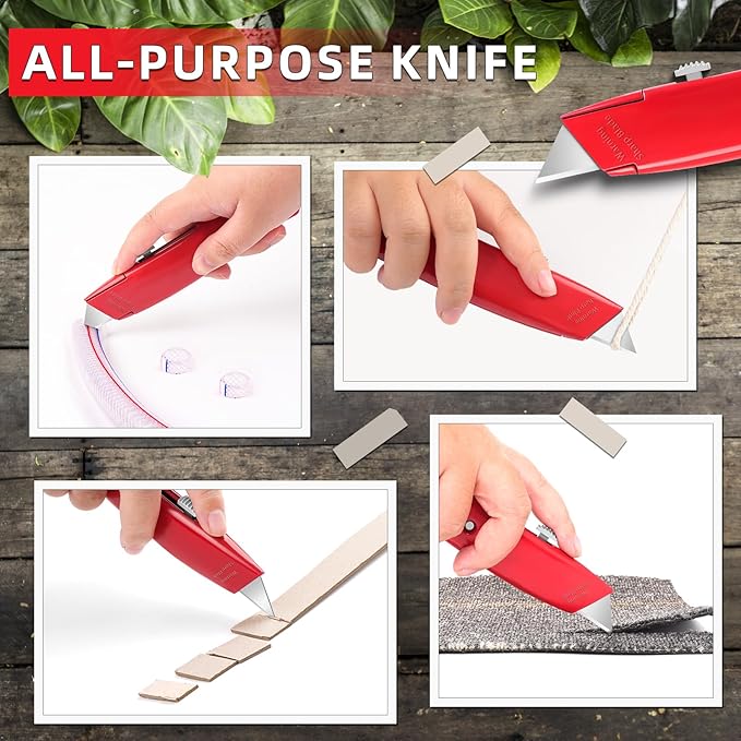 DIYSELF Utility Knife, 20 Pack Heavy Duty Box Cutter Retractable, Box Cutter Knife, Box Opener, Cardboard Cutter, Utility Knives for Garage, Home and Office, PVC Pipe Cutter (Red)