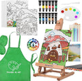 Falling in Art 52Pcs Acrylic Paint Set with Table Easel, Art Painting Kit with Acrylic Paints, Canvas Panels, Paintbrushes, Canvas Supplies Kit for Kids, Adults, Beginners, and Artists, Green