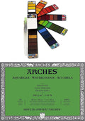 Fan-PAN Watercolor Paint Set - 42 Assorted Colors, Portable Foldable Pocket Artist Grade Professional Travel Watercolor Paint Kit w/Paint Brush and Arches 140lb Cold Press Watercolor Block 7" x 10"