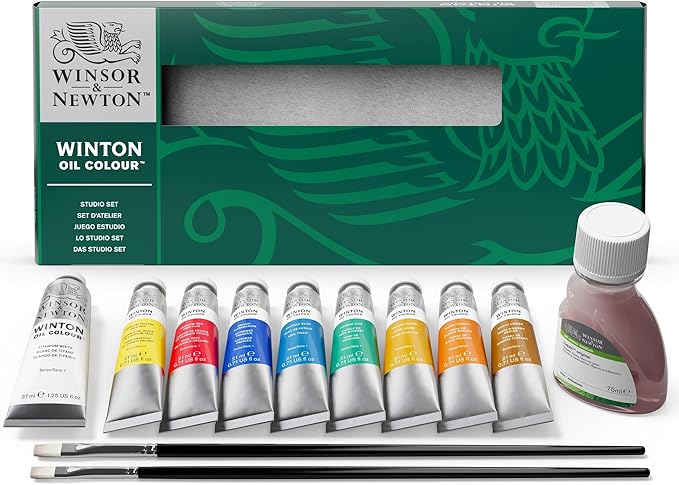 Winsor & Newton Winton Oil Color Paint, Studio Set, 10 x 37ml Tubes, Blue,Red,White, 12 Piece Set