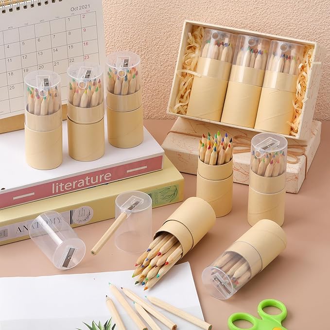432 Pieces 18 Color Mini Drawing Colored Pencils with Sharpener Portable Color Pencils Set 3.35 Inch in Tube Drawing Pencil Bulk for Coloring Sketching Painting Supplies