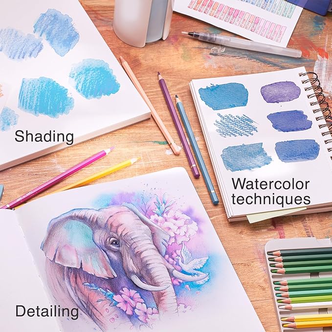ARTISTIC EYE Premium Watercolor Pencils | Set of 48, Quality 3.5mm Soft Core Leads, Water-Soluble Pencils, Perfect for Beginner & Advanced Artists