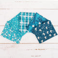 Threadart Exclusive 5 Fat Quarter Bundles - Teal Vintage Prints 100% Cotton Fabric - Premium 100% Cotton Quilting Fabric - No Duplicates - Full Size Fat Quarters 18"x21" - Teal