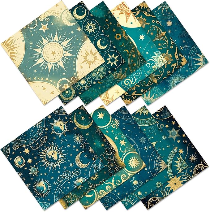 12 Sheets Astrology Scrapbook Paper,Vintage Craft Scrapbooking Paper Pad,Journaling Scrapbooking Supplies,Cardstock Decorative Craft Paper