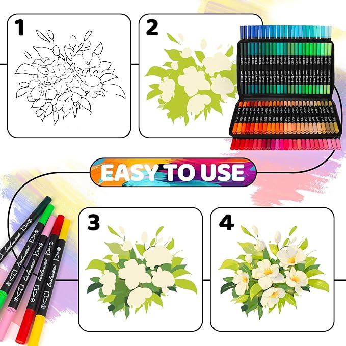156 Colors Dual Tip Markers Brush Pens, Fine & Brush Tip Art Markers for Adult Coloring Book Drawing Calligraphy, Colored Pen Christmas Gifts Stocking Stuffers for Teen Art Supplies