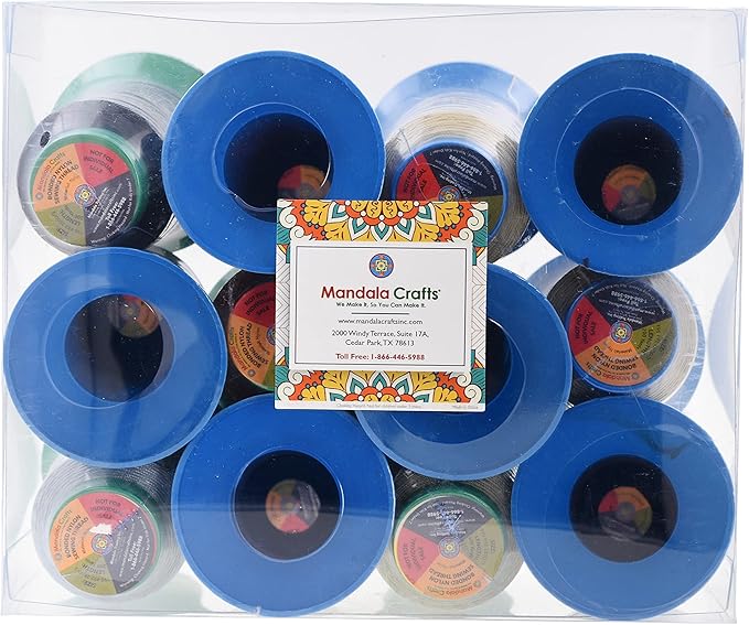 Mandala Crafts Size 92 280D T90 Bonded Nylon Thread - 12 Neutral Colors 2400 YDs Tex 90 Heavy Duty Sewing Threads for Leather, Jeans, Weaving, Outdoor Marine Upholstery
