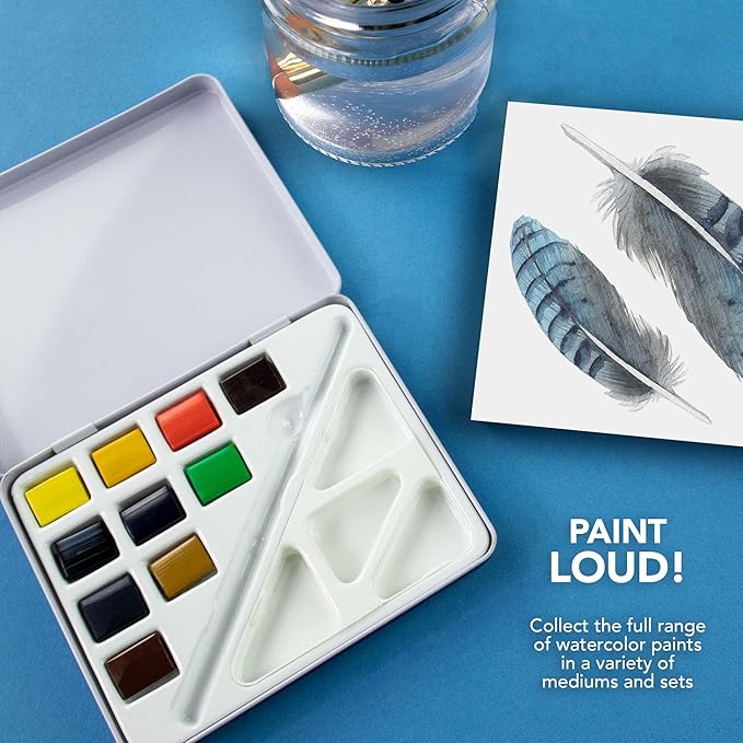 Daler Rowney Mini Half Pan Travel Tin, 12 Piece Set, Colors May Vary