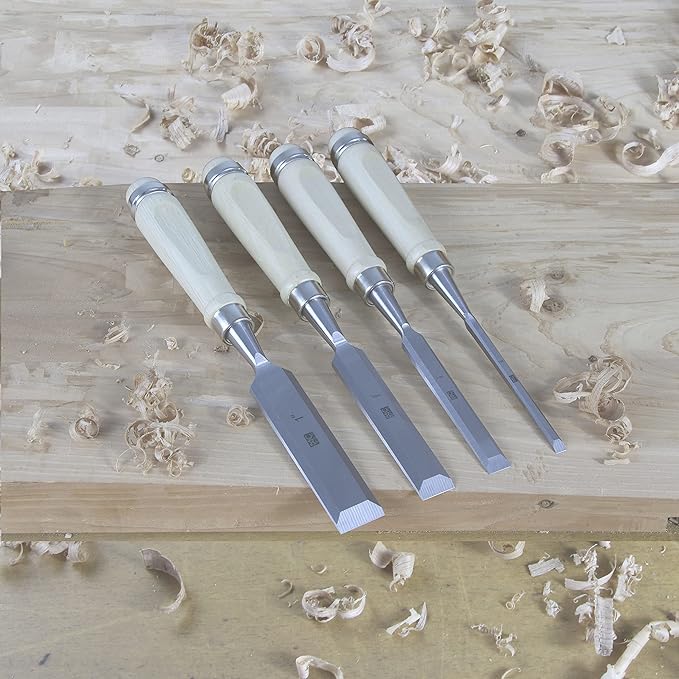 6 Piece Wood Chisel Set Woodworking Chisel Kit with Chrome-Vanadium Steel and hornbeam Handles, Premium Wooden Case for Carpenter Craftsman Gift for Men