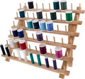 US Art Supply Premium 60-Spool Thread Holder: Wooden Sewing & Embroidery Thread Storage Organizer