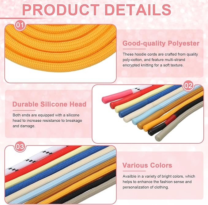 uxcell 2pcs 53inch Drawstring Cords Replacement Drawstring Hoodie String Sewing Tool with Easy Threader for Hoodie Sweatpants Jackets Pants Hats Coats Bags, Lemon Yellow