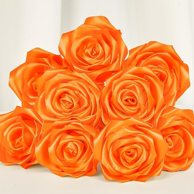 1-1/2 Inch Wide Torrid Orange Satin Ribbon, 50 Yards Solid Polyester Fabric Ribbon for Roses Making, Gift Wrapping, Valentine's Day, Wedding Decorations, Crafts, Bows, Flower Bouquets