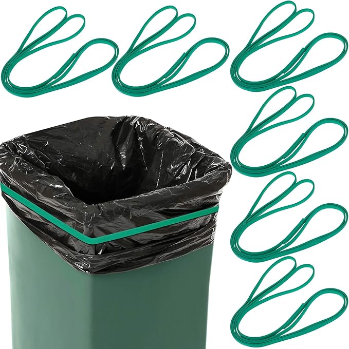 Shappy 6 Pieces Rubber Bands for 95-96 Gallon Trash Can Large Trash Can Rubber Band 30'' Adjustable Garbage Bin Elastic Cord to Hold Garbage Bag in Place for Home Kitchen Office School Indoor Outdoor