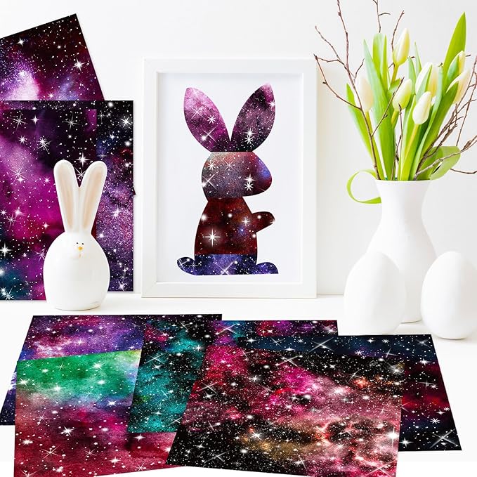 12 Sheets Pink Astronomical Galaxy Scrapbook Decorative Paper, 6x6 Inch Single-Sided Starry Night Craft Cardstock Paper for Scrapbooking, Card Making, Journaling, and DIY Art Projects