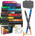 200 Colors Markers for Adult Coloring Books No Bleeding - Duo Tip Art Pens, Fine & Brush Coloring Marker for Adult Calligraphy, Illustration, Cards Drawing, Note taking Lettering, Journaling