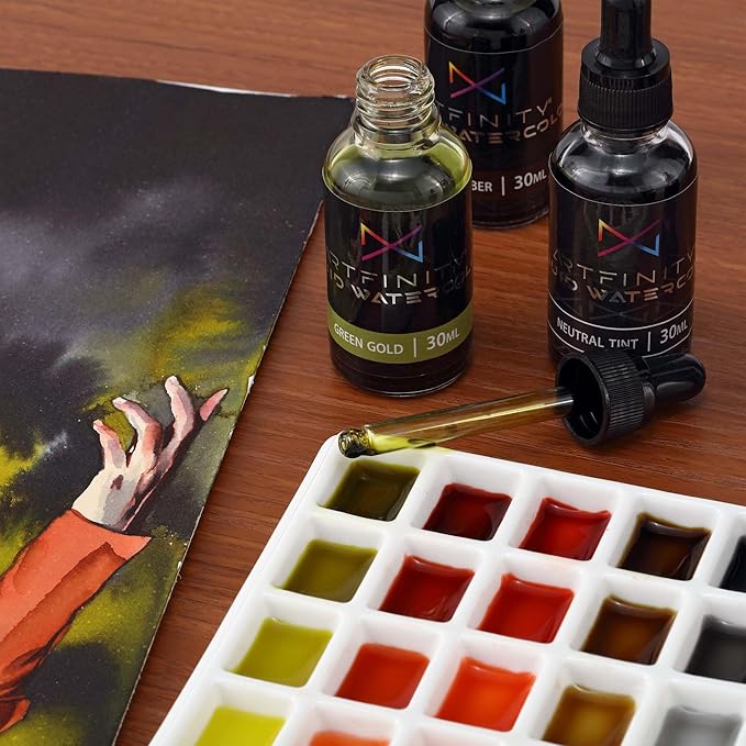 Liquid Watercolor Paint 30 ml Bottle - 3 Pack, Orange - Vibrant Dye-Based Liquid Watercolor w/Glass Pipette, Fast-Drying, Fine Art Paint for Calligraphy, Airbrushing & Traditional Art