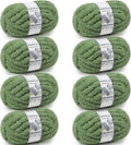 Chunky Yarn for Hand Knitting - #10 Chunky Chenille Yarn, Jumbo Big Thick Chunky Yarns for Crocheting, Super Bulky Chunky Knit Blanket Yarns, 8 Skein (25 yds 8 oz Each Skein), Smoky Green