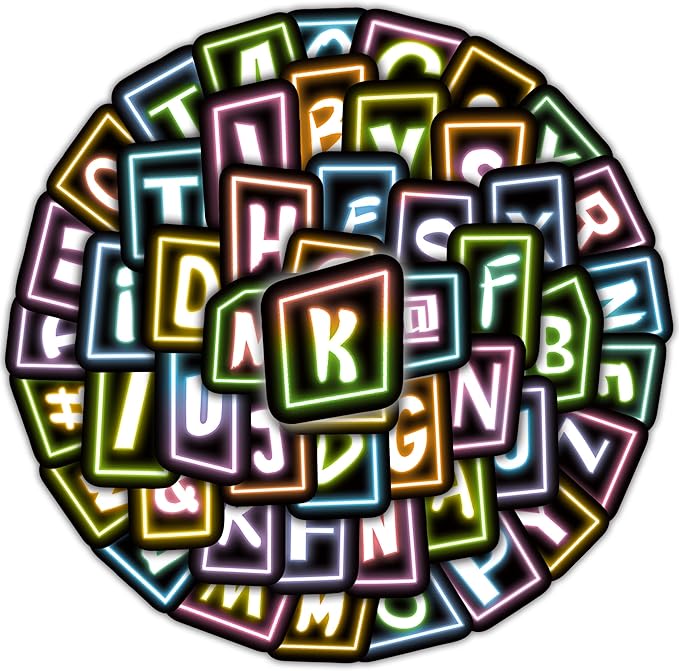 70 Pcs Alphabet Neon Stickers for Kids, Vinyl Letters A-Z Water Bottle Decals for Teens, Waterproof Skateboard Decor for Adults Kids Girls Boys