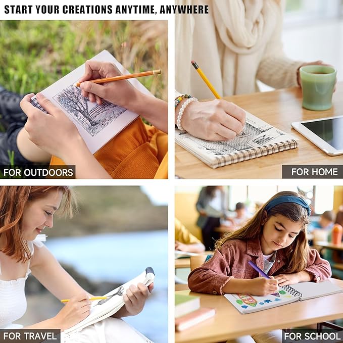 Sketch Book, 5.5" x 8.5" Sketchbook with 60 Sheets (68lb/100gsm), 2 Pack Drawing Pad Acid Free Drawing Book Sketch Pad for Adults Beginners Artists (2 pcs Black)