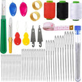 54PCS Big Eye Sewing Needles Kit 5 Size Stainless Steel Needles for Hand Sewing Kit Embroidery Yarn Knitting Steel Needle Set with Threads,Needle Threaders,Seam Ripper,Tape Measure,Thimble