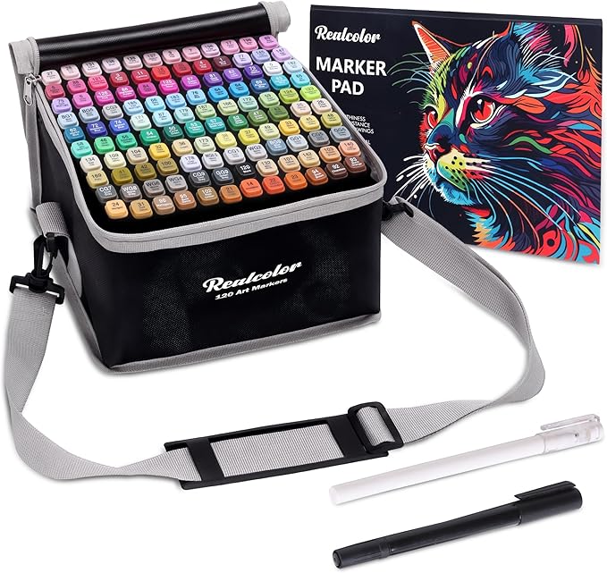 120 Alcohol Markers Set,Dual Tip Art Markers for Adult Coloring, Alcohol Marker Set for Drawing,Coloring,Sketching,Card Making,Illustration, Ideal for Artists, Designers & Crafters