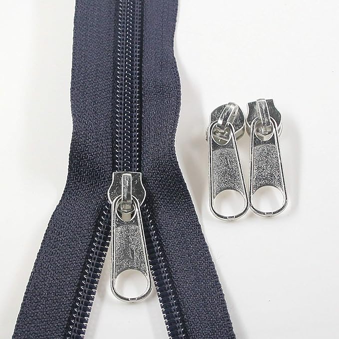 #5 Nylon Coil Zippers by The Yard Bulk 10 Yards with 25pcs Silver Sliders for DIY Sewing Tailor Craft Bag Leekayer