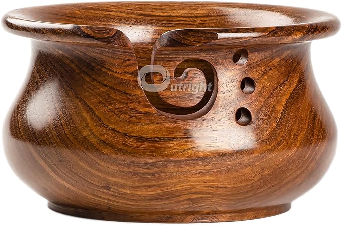 OUTRIGHT Crochet Accessories Wooden Yarn Bowl Large Yarn Bowl for Knitting Crochet Bowl Yarn Storage Holder Yarn Bowls for Crocheting Funny Yarn Bowl Cute Perfect Christmas Gifts for Women Crocheter