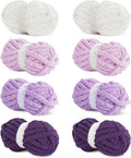 HOMBYS 8 Pack Assorted Chunky Yarn for Crocheting,Super Bulky Large Soft Fluffy Yarn,Plush Fuzzy Yarn,Thick Chenille Yarn for Hand Knitting/Arm Knitting,Purple Gradient(27yds,8 oz Each Skein)