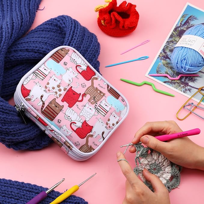 KOKNIT Crochet Hooks Set with Storage Case, Soft Grip Ergonomic Crochet Needles, Smooth Coloured Aluminum Yarn Crochet Hooks Crochet Kit with Crochet Tools Supplies and Accessories