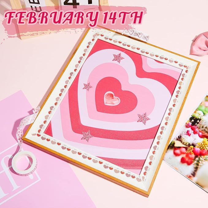 Epakh 12 Rolls Valentine‘s Day Washi Tape Set 0.59 Inch by 23 Feet Decorative Washi Heart Tape Sweet Heart Masking Tapes Kawaii for Valentine Scrapbook Wedding Anniversary Decoration Party Supply