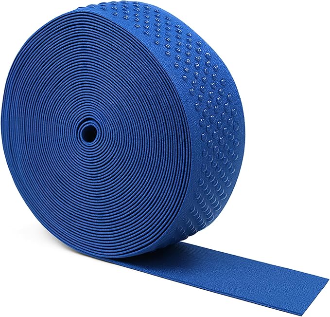 Mandala Crafts 1.5 Inch Elastic Silicone Gripper Tape for Clothing - 10 Yds Dotted Non Slip Elastic Band for Sewing - Denim Silicone Flat Fabric Stretchy Ribbon Straps