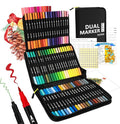 Markers for Adult Coloring Books No Bleeding, 72 Colors Dual Tip Coloring Markers for Adults, Brush&Fine Tip Art Supplies for Calligraphy, Journaling, Sketching, Christmas Gifts for Teens with Case