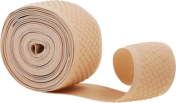 Mandala Crafts 2 Inch Elastic Silicone Gripper Tape for Clothing - 5 Yds Dotted Non Slip Elastic Band for Sewing - Nude Silicone Flat Fabric Stretchy Ribbon Straps