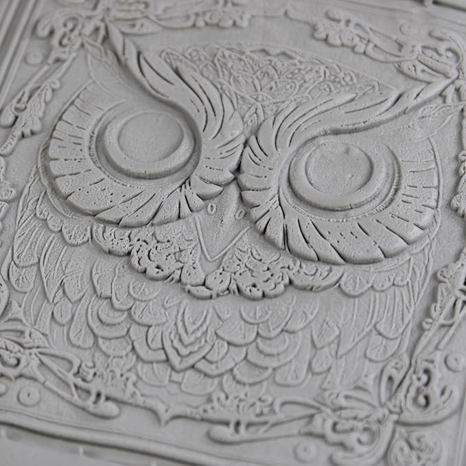 Owl Clay Texture Roller (4") - Bird Set #01 - Embossing Pattern Roller for Polymer & Ceramic Clay, Pottery & Crafts