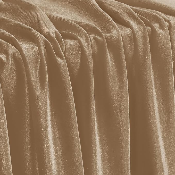 KKJIAF Taupe Stretch Velvet Fabric 60 Inch Wide, 2 Yard Soft Stretchy Fabric for Sewing Clothes, Apparel, Costume, Crafts - 90% Polyester 10% Spandex
