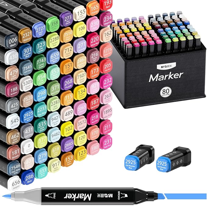 M&G Alcohol Art Markers Chisel & Fine Tip，80 Colors Dual Tip Art Markers, Stocking Stuffers for adults, Christmas Gift Idea for artists - Art Supplies