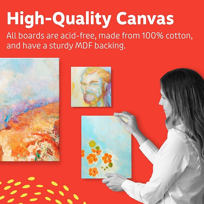 Artlicious Canvases for Painting - Pack of 24, 8 x 8 Inch Blank White Canvas Boards - 100% Cotton Art Panels for Oil, Acrylic & Watercolor Paint