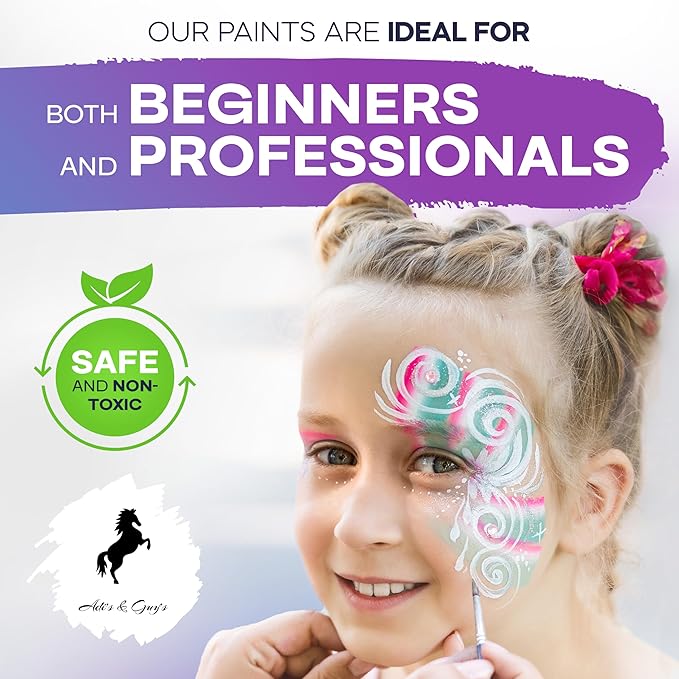 Face Paint Kit for Kids – 12 Vibrant Split Cake Colors, 40 Reusable Stencils, Brushes, Sponges & Tattoo Sheets – Non-Toxic, Paraben-Free, Easy to Apply & Wash Off – Perfect for Parties & Halloween.