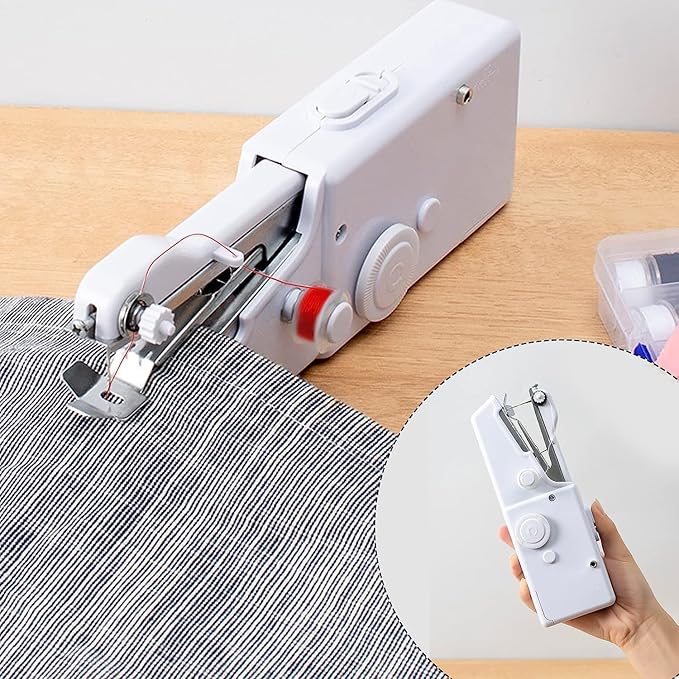 Handheld Sewing Machine, Portable & Cordless Mini Sewing Machine for Beginners - Electric Fast Stitching, DIY Fabric Clothes Repair Kit, Home Travel Mending Machine with Accessories(White)