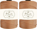 Maxee Premium Polyester Macrame Cord 3 mm × 218 yd (2 Pack),3mm 100% Polypropylene Macrame Cord,Ideal for Crochet, Wall Hangers, Bags, Rugs & DIY Crafts（Autumn Yellow）