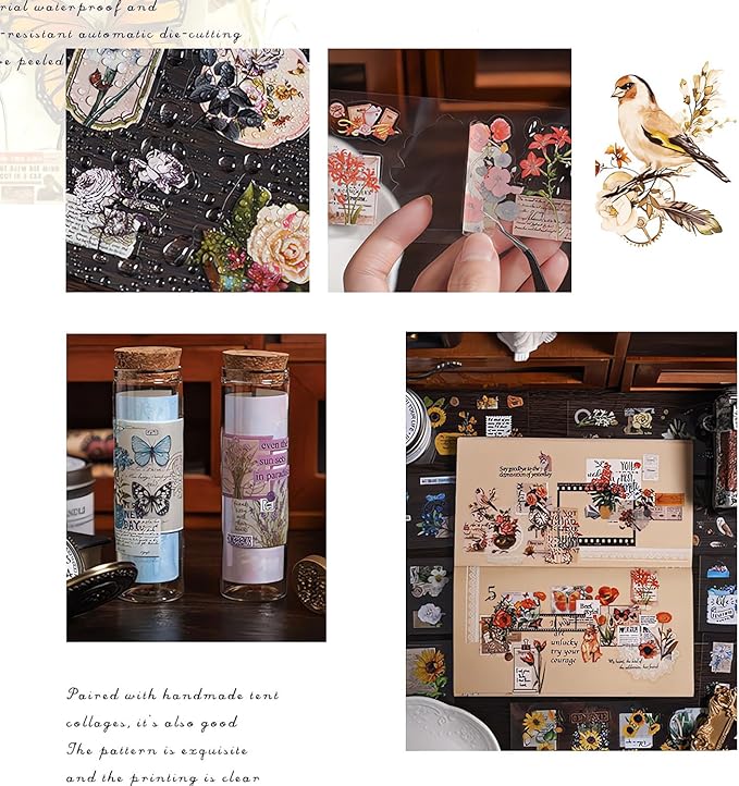556 Pcs/48 Sheets Stickers for Scrapbooking,Scrapbook Flower Stickers for Scrapbooking Art Journal Bullet Journal Accessories
