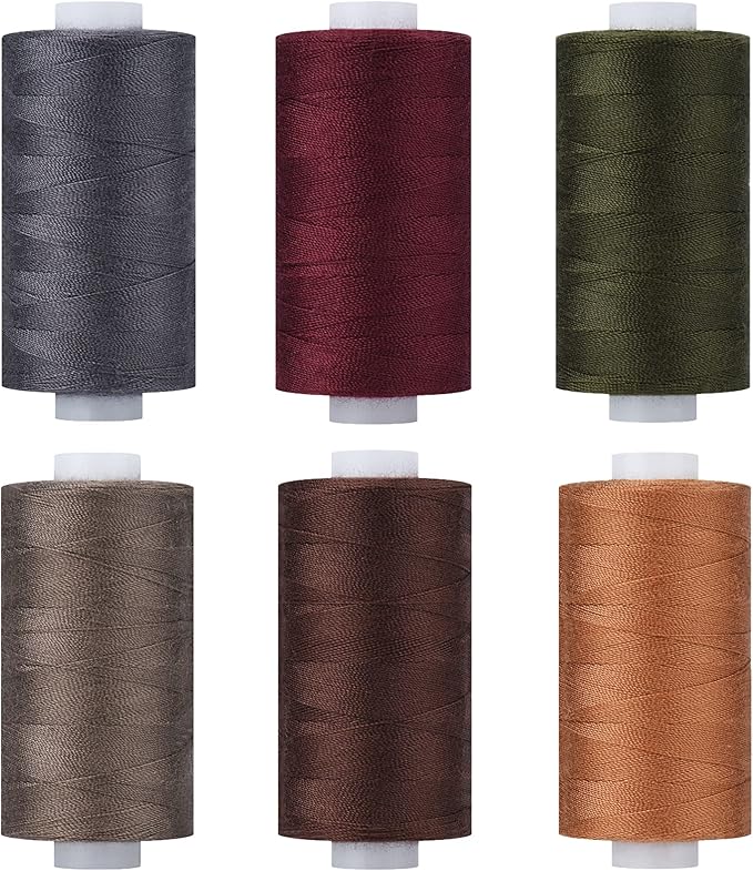 Simthread All Purpose Thread Polyester 6 Dark Colors, 400 Yards Each for Hand Sewing, and Thread for Quilting Piecing Sewing Machines