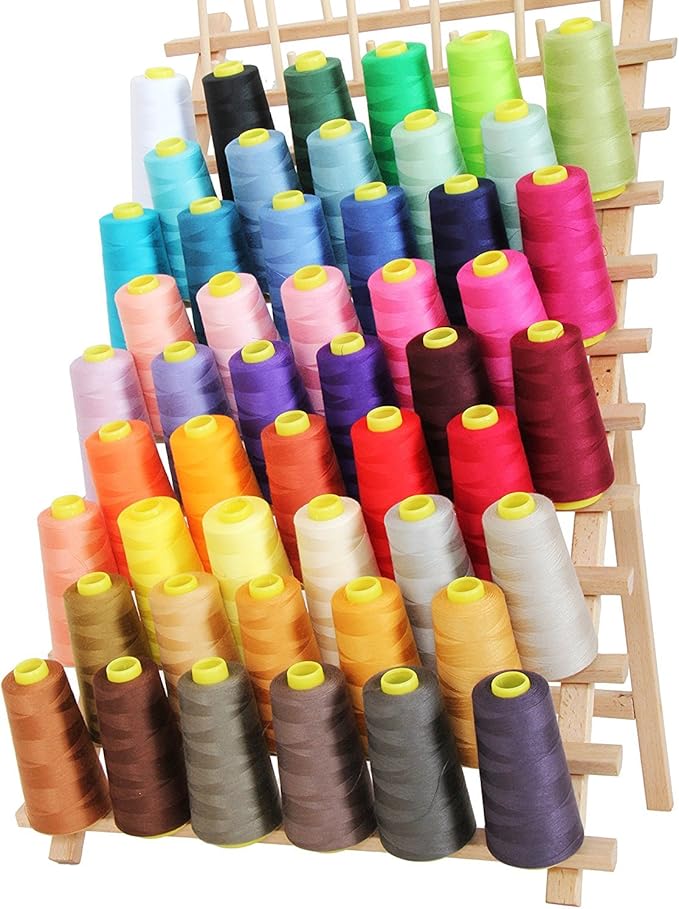 AK Trading 4-Pack Aqua All Purpose Sewing Thread Cones (6000 Yards Each) of High Tensile Polyester Thread Spools for Sewing, Quilting, Serger Machines, Overlock, Merrow & Hand Embroidery.