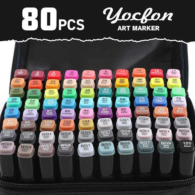 80 Colors Alcohol Markers, Dual Tips Drawing Markers, Set For Adults Coloring Sketch Illustration, Chisel & Fine
