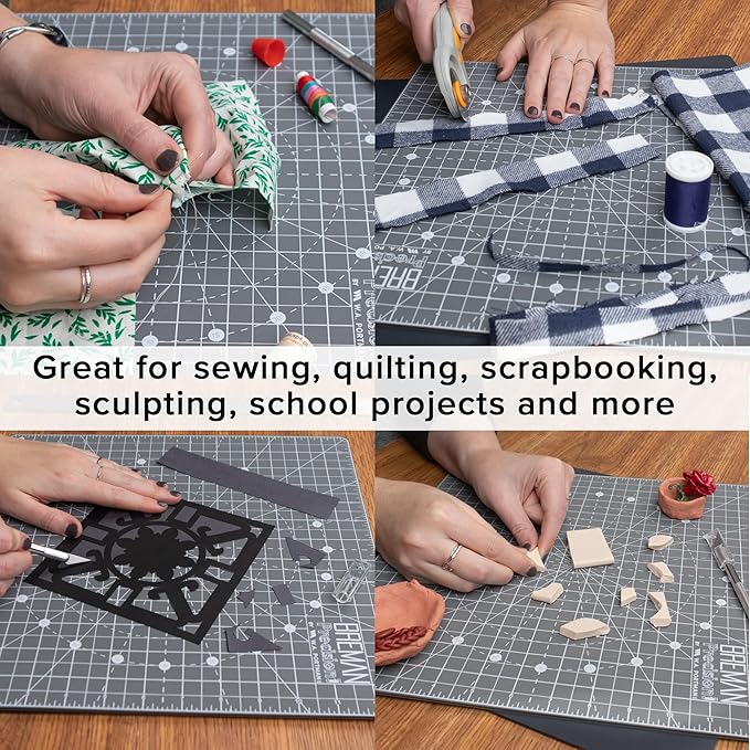 WA Portman Rotary Self Healing Cutting Mat Set – 13x13 Inch Rotating Cutting Mats for Quilting, Sewing & Crafts – Non-Slip Backing, 360° Full Rotation, Durable Cutter Board with Grippers for Precision